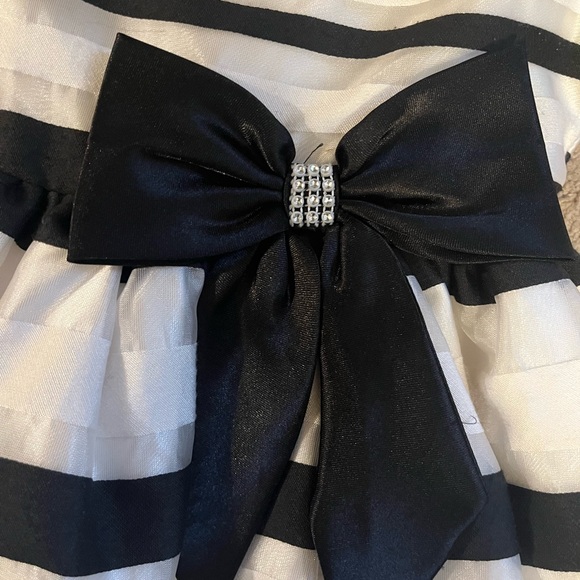 Rare Editions Black and White Striped Formal Dress - Picture 3 of 4